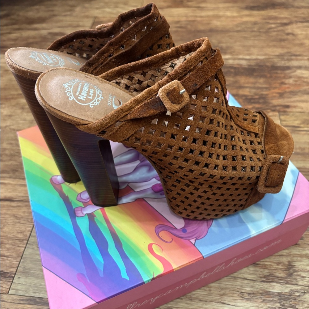 Jeffrey Campbell Tan suede Heels.